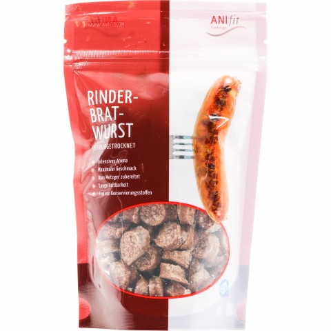 Hund Katze Hundefutter Snacks Rinder-Bratwurst 100g 1 Stück -1- Anifit